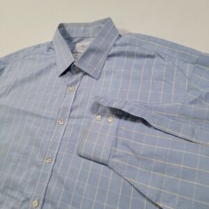 Charles Tyrwhitt Mens Dress Shirt 15/37 Blue Yellow Plaid Non-Iron Classic Fit